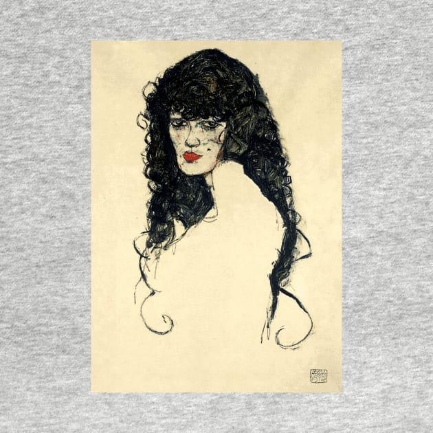 Portrait of a Woman with Black Hair (1914) by Egon Schiele by Naves